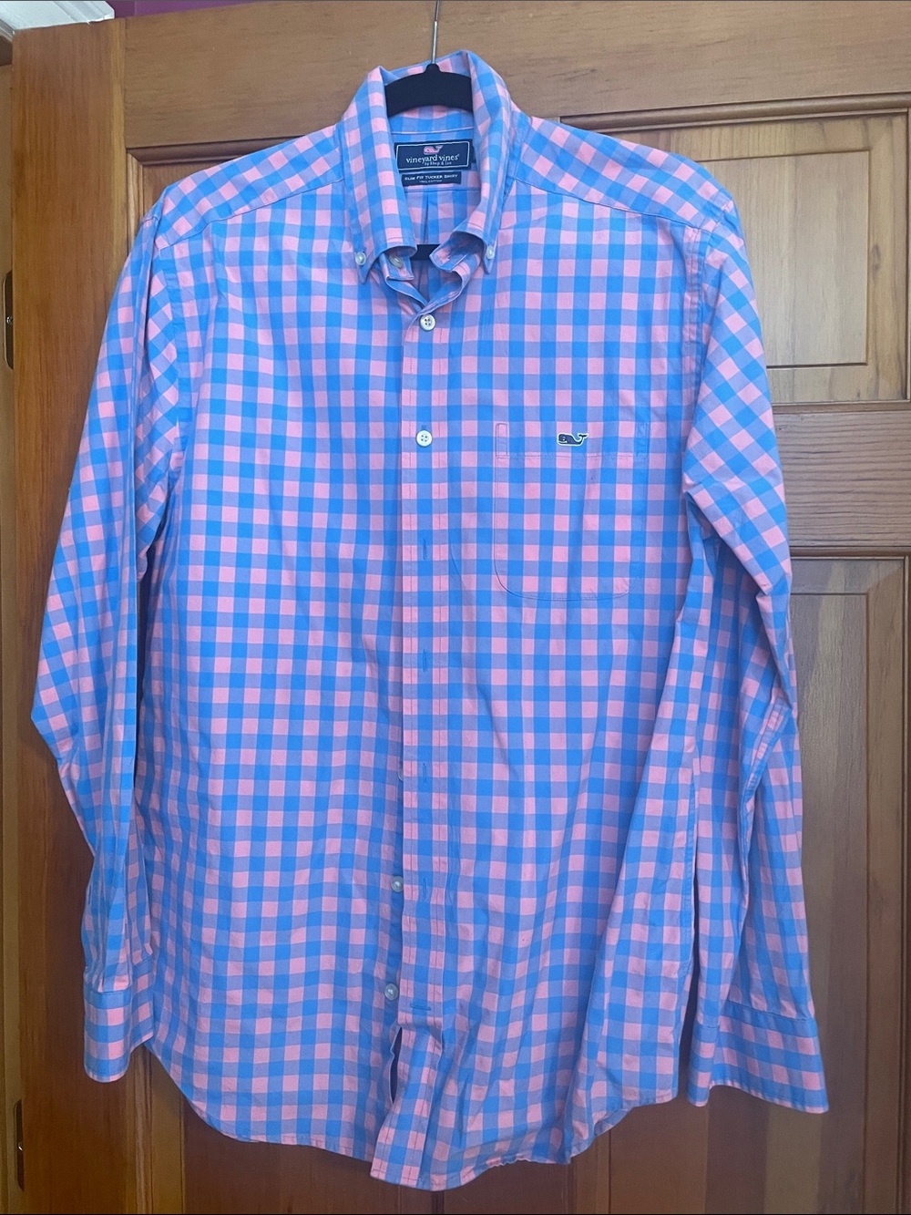 Vineyard Vines Pink and Blue Gingham Button-Down Shirt Medium Mint Like New